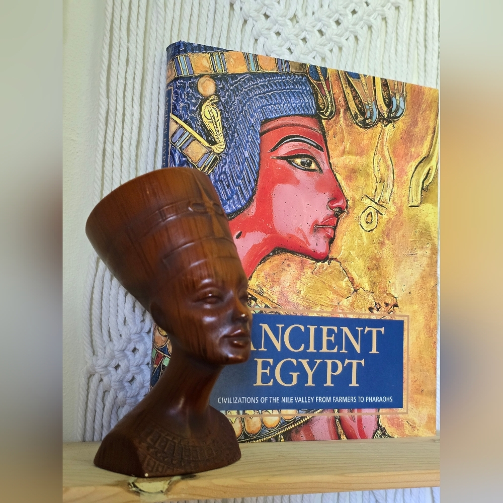Rare HTF Western Germany Plaster Gypsum Brown Nefertiti Bust